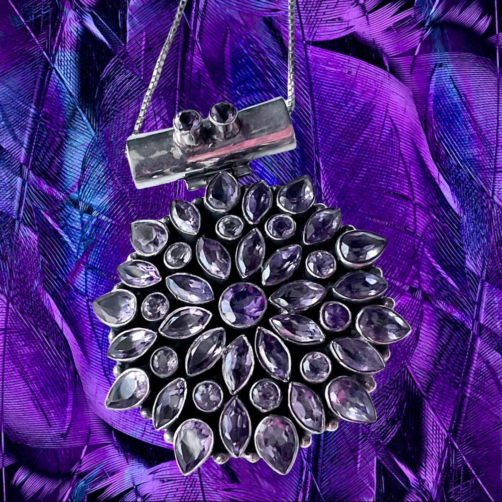 Amethyst Silver Pendant Necklace